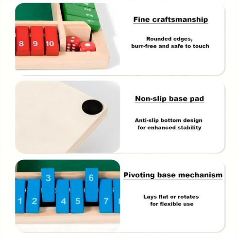 أغلق لعبة Dice Dice Game ، 2-4 لاعب لعبة تعلم الرياضيات للأطفال البالغين 5-7 8-12 ، لعبة Wooden Board Tabletop Game مع 8 زهر للعائلة والفصول الدراسية والأنشطة العليا ، الحانة والحفلات in Saudi Arabia