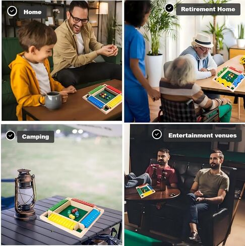 أغلق لعبة Dice Dice Game ، 2-4 لاعب لعبة تعلم الرياضيات للأطفال البالغين 5-7 8-12 ، لعبة Wooden Board Tabletop Game مع 8 زهر للعائلة والفصول الدراسية والأنشطة العليا ، الحانة والحفلات in Saudi Arabia