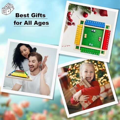 أغلق لعبة Dice Dice Game ، 2-4 لاعب لعبة تعلم الرياضيات للأطفال البالغين 5-7 8-12 ، لعبة Wooden Board Tabletop Game مع 8 زهر للعائلة والفصول الدراسية والأنشطة العليا ، الحانة والحفلات in Saudi Arabia