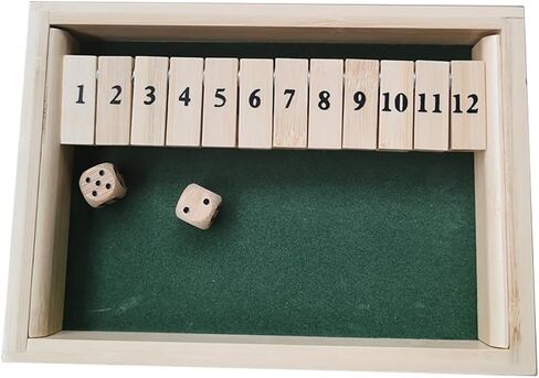 1-9 Number Shut The Box Wooden Game, Fun Table Math Game with Wooden Board Popular Pub Game Travel Family Dice Game 2 Players Shut The Box Game 9 Spots Dice Game in Saudi Arabia