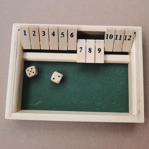 1-9 Number Shut The Box Wooden Game, Fun Table Math Game with Wooden Board Popular Pub Game Travel Family Dice Game 2 Players Shut The Box Game 9 Spots Dice Game in Saudi Arabia