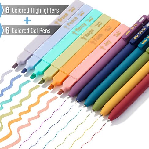 Mr. Pen- Aesthetic No Bleed Highlighters & Gel Pens, 12 Pack, Colorful Bible Highlighters No Bleed, Colorful Ink Aesthetic Gel Pens in Saudi Arabia