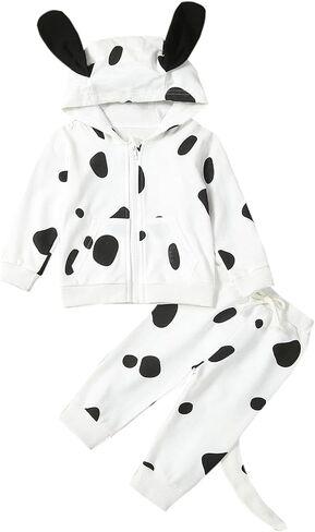Merqwadd Toddler Baby Dalmatian Costume Zipper Hoodie Pant in Kuwait