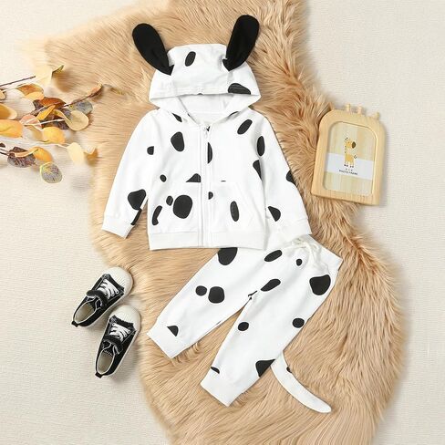 Merqwadd Toddler Baby Dalmatian Costume Zipper Hoodie Pant in Kuwait