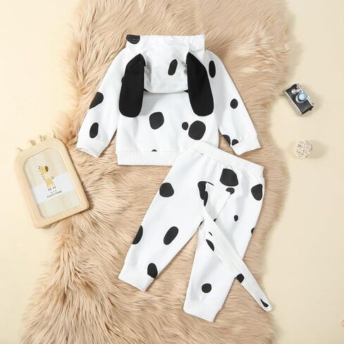 Merqwadd Toddler Baby Dalmatian Costume Zipper Hoodie Pant in Kuwait