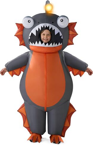 Spooktacular Creations Kids Inflatable Costumes, Anglerfish 60" Fullbody Light-up Halloween Inflatable Costume, Brown Anglerfish Blow-up Costumes for Halloween Cosplay Party, Themed Party in Saudi Arabia