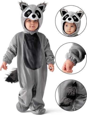 Spooktacular Creations Halloween Baby Raccoon Costume, Toddler Raccoon Costume for Infant Kids Unisex Halloween Cosplay in Saudi Arabia