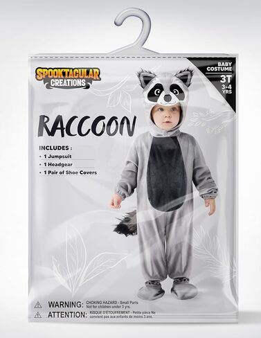 Spooktacular Creations Halloween Baby Raccoon Costume, Toddler Raccoon Costume for Infant Kids Unisex Halloween Cosplay in Saudi Arabia