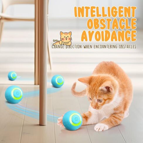 6 Pack Interactive Cat Ball Toy for Indoor Automatic Smart Rolling Ball with LED Light 2 Modes Electric Self Rolling Toy for Large and Small Puppy Kitten in Saudi Arabia
