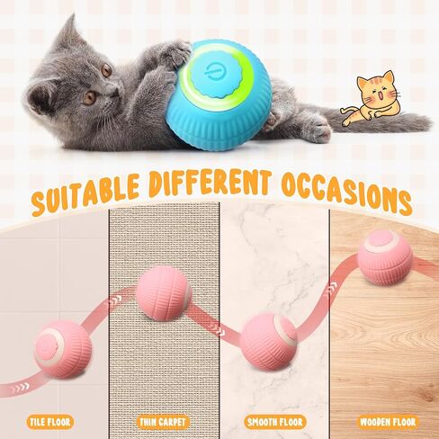 6 Pack Interactive Cat Ball Toy for Indoor Automatic Smart Rolling Ball with LED Light 2 Modes Electric Self Rolling Toy for Large and Small Puppy Kitten in Saudi Arabia