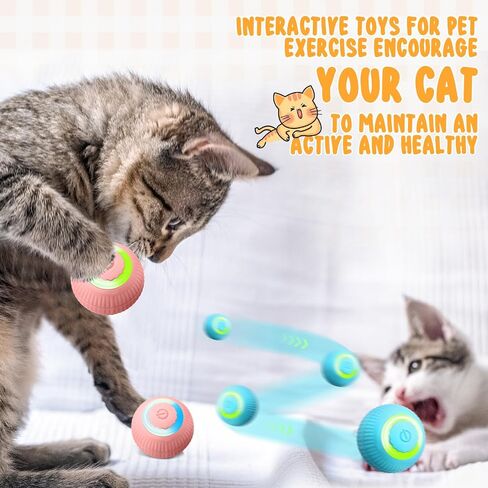 6 Pack Interactive Cat Ball Toy for Indoor Automatic Smart Rolling Ball with LED Light 2 Modes Electric Self Rolling Toy for Large and Small Puppy Kitten in Saudi Arabia