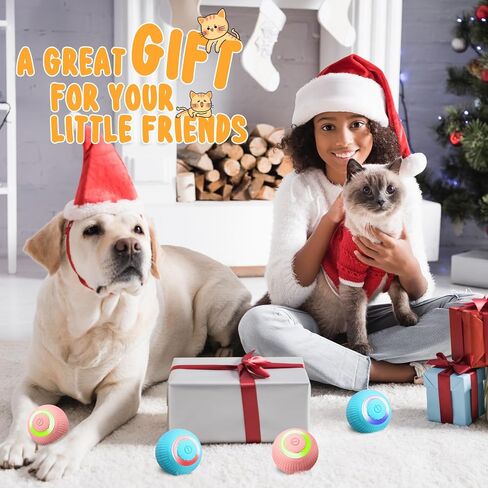 6 Pack Interactive Cat Ball Toy for Indoor Automatic Smart Rolling Ball with LED Light 2 Modes Electric Self Rolling Toy for Large and Small Puppy Kitten in Saudi Arabia
