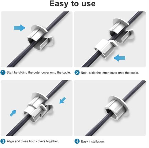 Furniture Wall Hole Bushing Cable Grommet for Starlink Ethernet Cable,Covering 3/4 inch Desk Holes,Universal Cable Management Wire Organizer Pass Through Holes Cover Kits,8 Pack (Black) in Saudi Arabia