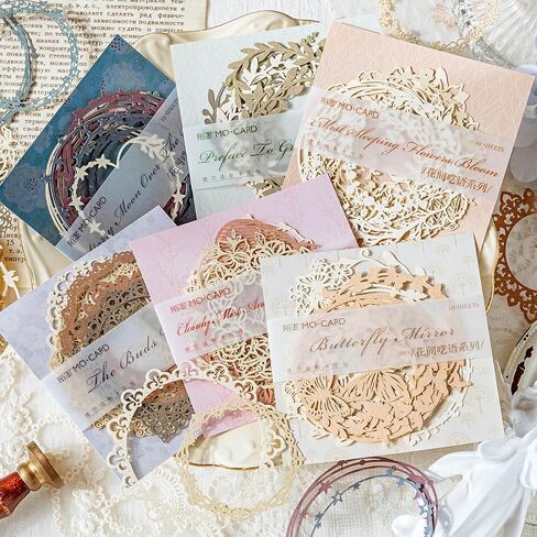 60pcs إطارات ورق البطاقة الزخرفية لرواية سكرابوكينغ ، 6 عبوات زهرة الزهرة الزهرة الزهور ، بطاقة الحدود المقطوعة لتصنيع البطاقات المجلات المجلات المجلية الفنية. in Saudi Arabia