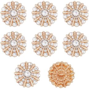 Superfindings 8pcs زهرة أزرار شانكون زهرة 22.5 ملم خياطة على أزرار الذهب الفاتح الزخارف الكريستالية مع فتحة واحدة للمعاطف لباس المجوهرات DIY صنع زينة الصياغة in Kuwait