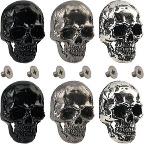 1 Box 4Pcs Antique Silver Skull Rivets With Screw Goth Alloy Conchos Pins Vintage Skeleton Stud Buttons Decorative Rock Style Rivet for Leather Purse Bag Clothing Accessories Halloween Decor in Saudi Arabia