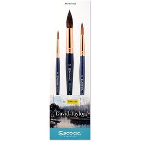 Escoda Signature Series Artist Watercolor Brush Set, Joseph Zbukvic Set #2, Aquario Squirrel, Size ( Round Mop) 14, 18 in Kuwait
