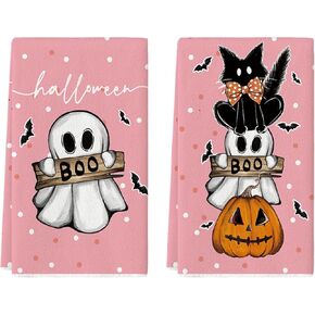 Artoid Mode Black Cat Pumpkin Ghost Halloween Kitchen Towels Dish Towels, 18x26 Inch Bats Jack-O'-Lantern Decoration Hand Towels Set of 2 in Kuwait