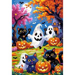 Bloomthread DIY 5D Halloween Ghost and Pumpkin Diamond Painting Kit للبالغين-مجموعة فن الرعب الماس الكامل (12 × 16 بوصة) (Ghost-2) in Saudi Arabia