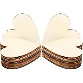Frienda 3.15 Inch Wood Hearts Slices Wooden Discs Heart Shaped Embellishment for Wedding, Decor Arts Crafts DIY (50) in Saudi Arabia