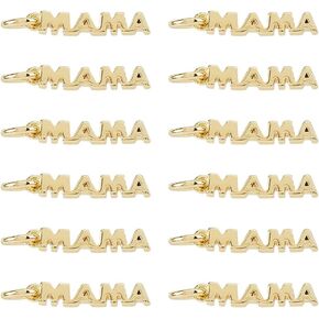 DICOSMETIC 12Pcs MAMA Charms Mother's Day Brass Charms Real 18K Gold Plated Word Charm Lettering Charm Pendants for DIY Jewelry Crafting Necklace Bracelet Making in Saudi Arabia