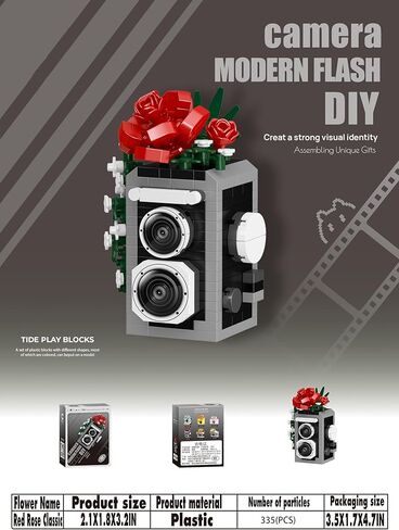 COSMOS CUTE FLOWER CAMERA Series Mini Building Toy Bricks Micro Blocks Kit Miniature Toys مثالية لسطح مكتب ديكور المنزل in Kuwait