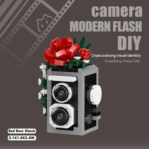COSMOS CUTE FLOWER CAMERA Series Mini Building Toy Bricks Micro Blocks Kit Miniature Toys مثالية لسطح مكتب ديكور المنزل in Kuwait