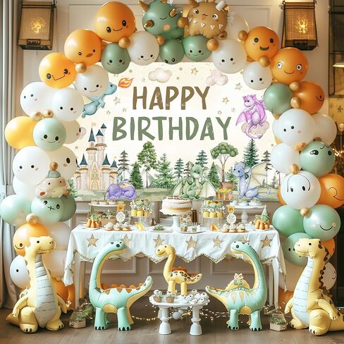 Avezano Dragon Birthday Decorations Dragon Happy Birthday Backdrop Watercolor Castle Dragons Bday Party Banner 6 x 3.6 ft in Saudi Arabia
