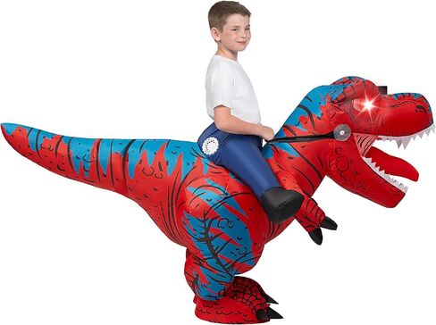 Spooktacular Creations Kids Halloween Inflatable Dinosaur Costumes, LED Eyes Riding T-rex Blow Up Costume for Halloween Party in Saudi Arabia