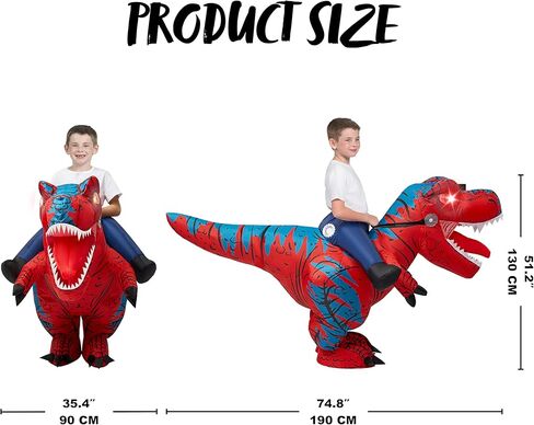 Spooktacular Creations Kids Halloween Inflatable Dinosaur Costumes, LED Eyes Riding T-rex Blow Up Costume for Halloween Party in Saudi Arabia