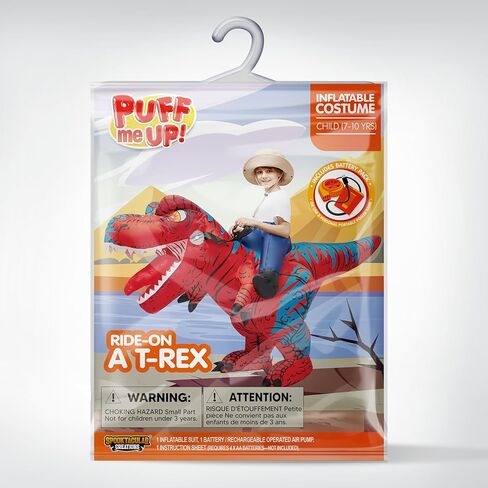 Spooktacular Creations Kids Halloween Inflatable Dinosaur Costumes, LED Eyes Riding T-rex Blow Up Costume for Halloween Party in Saudi Arabia