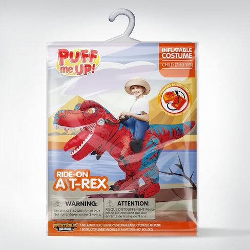 Spooktacular Creations Kids Halloween Inflatable Dinosaur Costumes, LED Eyes Riding T-rex Blow Up Costume for Halloween Party in Saudi Arabia