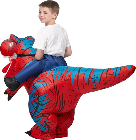 Spooktacular Creations Kids Halloween Inflatable Dinosaur Costumes, LED Eyes Riding T-rex Blow Up Costume for Halloween Party in Saudi Arabia