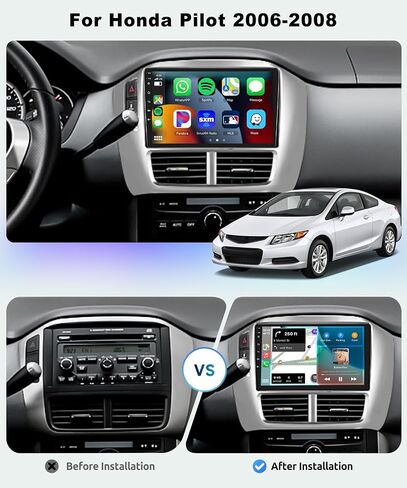 8 Core 2G+64G Car Radio for Honda Pilot 2006 2007 2008, Wireless Apple Carplay Android Auto Car Stereo, 9" IPS Touchscreen with WiFi, GPS, Bluetooth,FM/RDS, 32EQ DSP, Rear Camera in Saudi Arabia