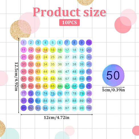 10 PCS 0.4 "ملصقات الأرقام 1-100 ملصقات رقم مضاد للماء ملصقات أرقام مستديرة ملصقات أرقام صغيرة ذاتية in Kuwait