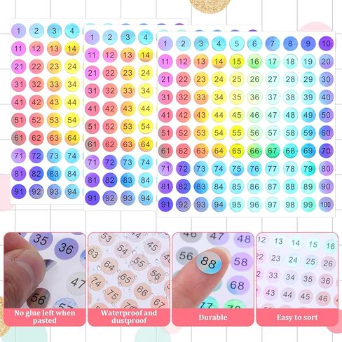 10 PCS 0.4 "ملصقات الأرقام 1-100 ملصقات رقم مضاد للماء ملصقات أرقام مستديرة ملصقات أرقام صغيرة ذاتية in Kuwait