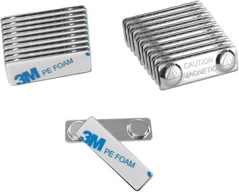 Upgraded Strong Name Tags/ID Badge Magnets, 10 Pack Magnetic Name Badge Holders with Steel Back Plate, Fastener with Adhesive on Front Plate, High Strength Neodymium Magnets ID Holder in Kuwait