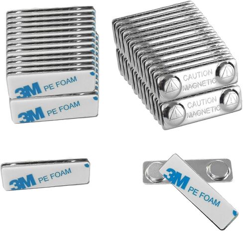 Upgraded Strong Name Tags/ID Badge Magnets, 10 Pack Magnetic Name Badge Holders with Steel Back Plate, Fastener with Adhesive on Front Plate, High Strength Neodymium Magnets ID Holder in Kuwait