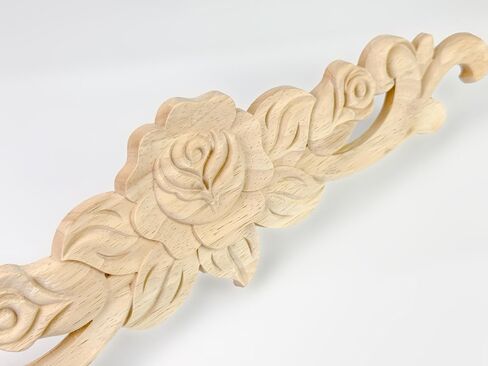 4pcs زخرفية خشب خشب المنحوتة المنحوتة ، 11.8 × 2.8 بوصة من الخشب الصلب الصلب غير المصقول شارات نحت طويلة لأثاث خزانة خزانة خزانة خزانة DIY (12x3 بوصة ، 4 مساءً) in Saudi Arabia