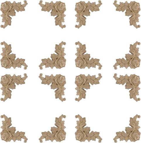 32PCS Wood Appliques and Onlays Wood Appliques for Furniture Decorative Wooden DIY Carved Onlay for Bed Door Cabinet Wardrobe Furniture Fireplaces Roman Column cabinetry (32PCS) in Saudi Arabia