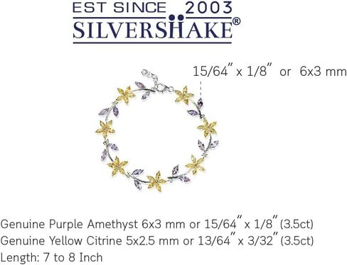 Silvershake 8.19 CTW Genuine Marquise Shape Violet Tanzanite 925 Sterling Silver Flower Leaf 7 to 8 Inch Adjustable Bracelet December Gemstone Birthstone in Saudi Arabia