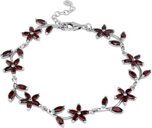 Silvershake 8.19 CTW Genuine Marquise Shape Violet Tanzanite 925 Sterling Silver Flower Leaf 7 to 8 Inch Adjustable Bracelet December Gemstone Birthstone in Saudi Arabia