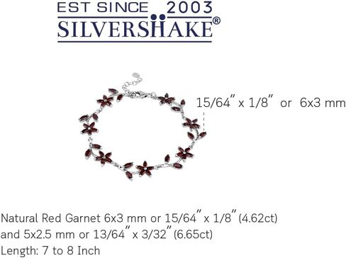 Silvershake 8.19 CTW Genuine Marquise Shape Violet Tanzanite 925 Sterling Silver Flower Leaf 7 to 8 Inch Adjustable Bracelet December Gemstone Birthstone in Saudi Arabia
