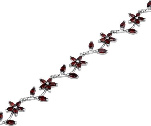 Silvershake 8.19 CTW Genuine Marquise Shape Violet Tanzanite 925 Sterling Silver Flower Leaf 7 to 8 Inch Adjustable Bracelet December Gemstone Birthstone in Saudi Arabia