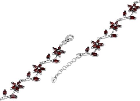 Silvershake 8.19 CTW Genuine Marquise Shape Violet Tanzanite 925 Sterling Silver Flower Leaf 7 to 8 Inch Adjustable Bracelet December Gemstone Birthstone in Saudi Arabia