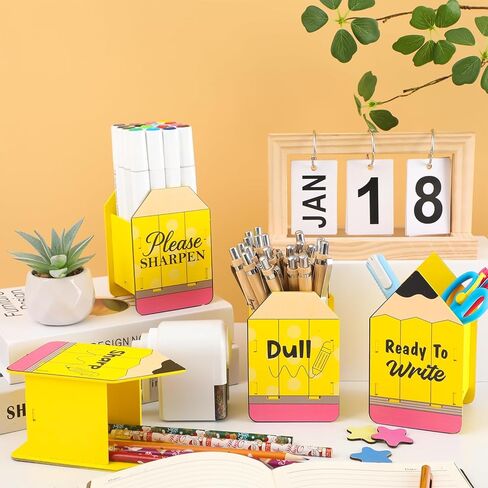 gisgfim 4 Pcs Pencil Shaped Holder Sharp and Dull Pencil Holder Wooden Dispenser Pencils Storage Organizer Container for Back to School Teachers Classroom Office Desk Management Organization in Kuwait
