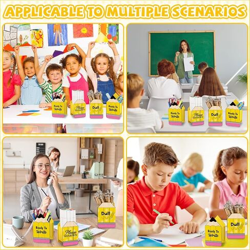 gisgfim 4 Pcs Pencil Shaped Holder Sharp and Dull Pencil Holder Wooden Dispenser Pencils Storage Organizer Container for Back to School Teachers Classroom Office Desk Management Organization in Kuwait