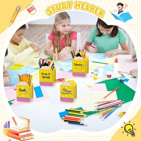 gisgfim 4 Pcs Pencil Shaped Holder Sharp and Dull Pencil Holder Wooden Dispenser Pencils Storage Organizer Container for Back to School Teachers Classroom Office Desk Management Organization in Kuwait