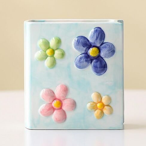 Book Vase Flower Pencil Cup Pen Holder For Office Desk Decorative Books Pink Flower Vase Cute Toothbrush Holders Home Decor Teacher Book Gifts for Women Small Makeup Brushes Holder in Kuwait