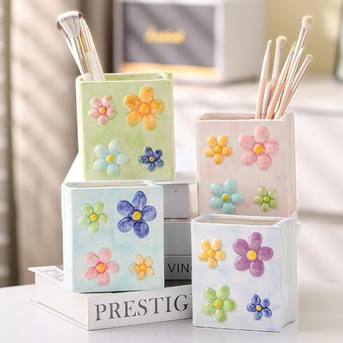 Book Vase Flower Pencil Cup Pen Holder For Office Desk Decorative Books Pink Flower Vase Cute Toothbrush Holders Home Decor Teacher Book Gifts for Women Small Makeup Brushes Holder in Kuwait